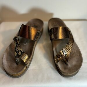 MEPHISTO Sz 37 Hubilia Sandals Toe Wrap Animal Print Smooth Leather Slip On